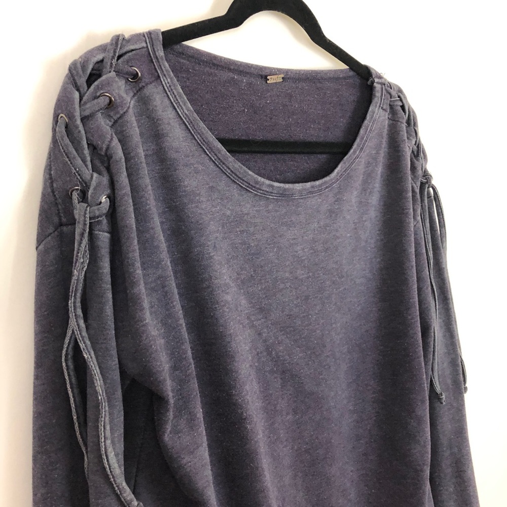 Poof! Navy Blue Long Sleeve with Tie accent